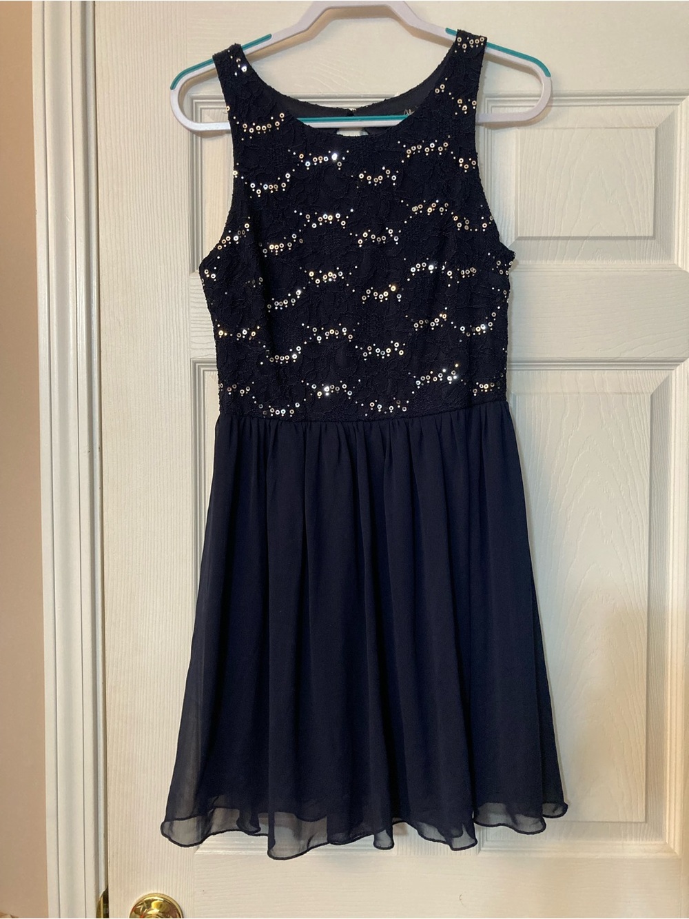 ⭐️⭐️ Speechless Navy Sequin Lace Chiffon Cocktail Dress - size M/L